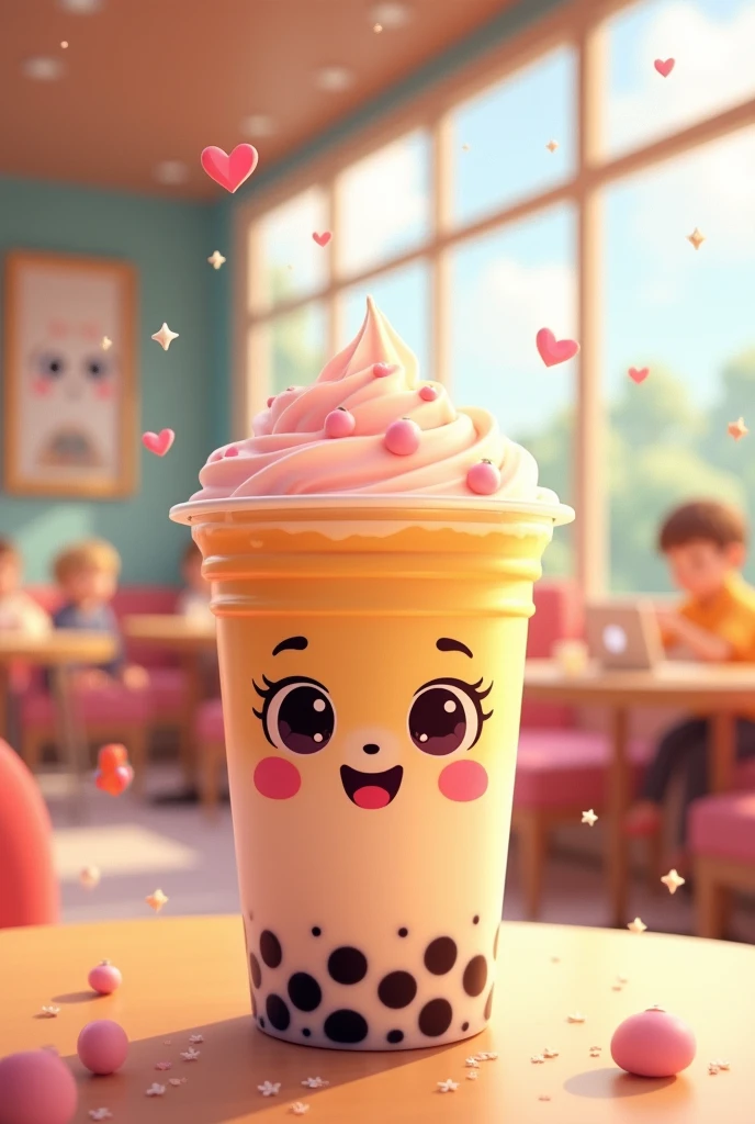 Unique, Cartoon Pearl Milk Tea Cup