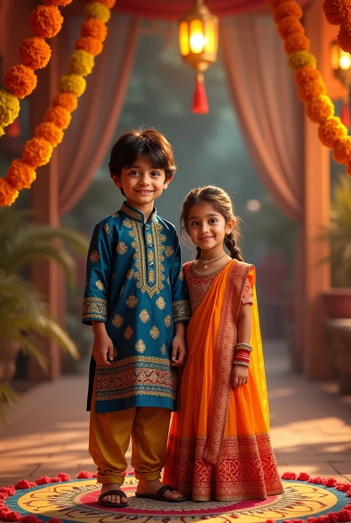 Create a hyper realistic picture of young
men and young girl in raksha Bandhan special.