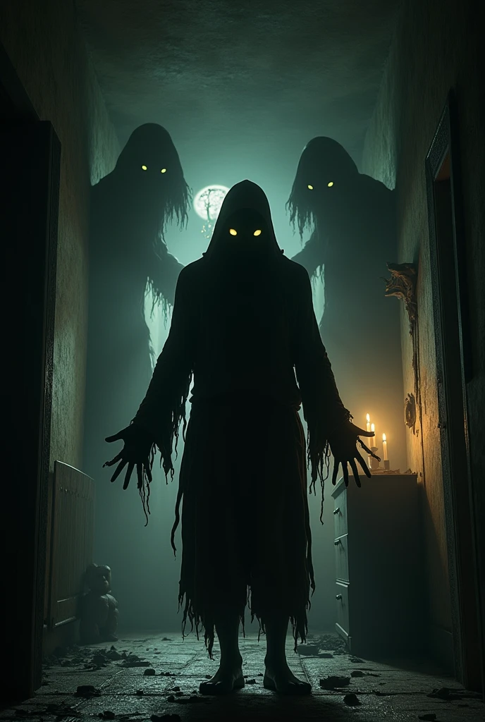 The Horror shadows on the walls in the.Animation Form