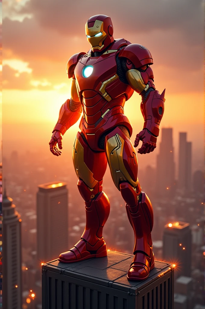 The superhero in iron body red and golden colour