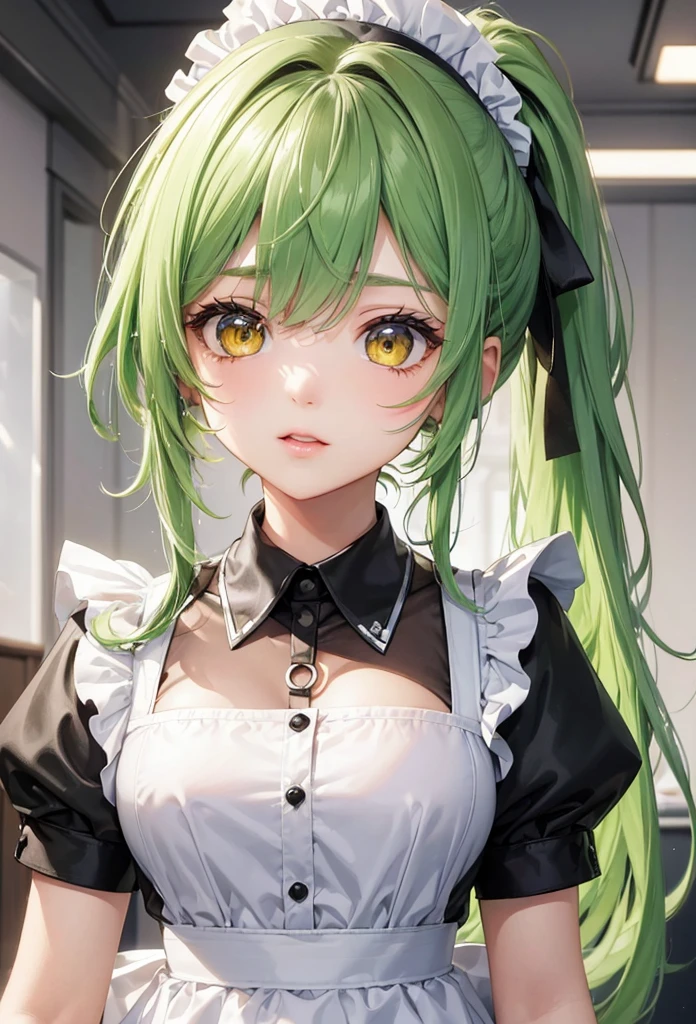 (high res, 8K, masterpiece, looking at viewer, best quality, very aesthetic, ultra detailed, ultra background, ultra Eyes) intricate details, 1girl, Tatsumaki, Black Bunny Suit, Stockings, Green Short hair, Green Eyes, Two finger pose, Smile Face, Cheeks Flushed, Perverted Face, Background  The Bar, Cinematic Angle