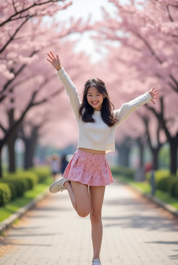 Doing M-shaped legs、Japanese 、mini skirt、White panties