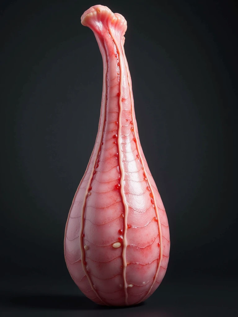Large erect penis with many white and pink veins, neatly trimmed hair