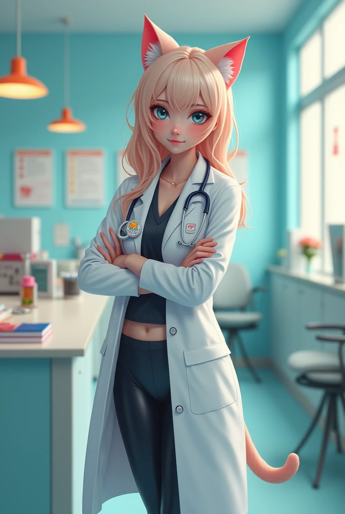 gynecologist catgirl in latex leggings