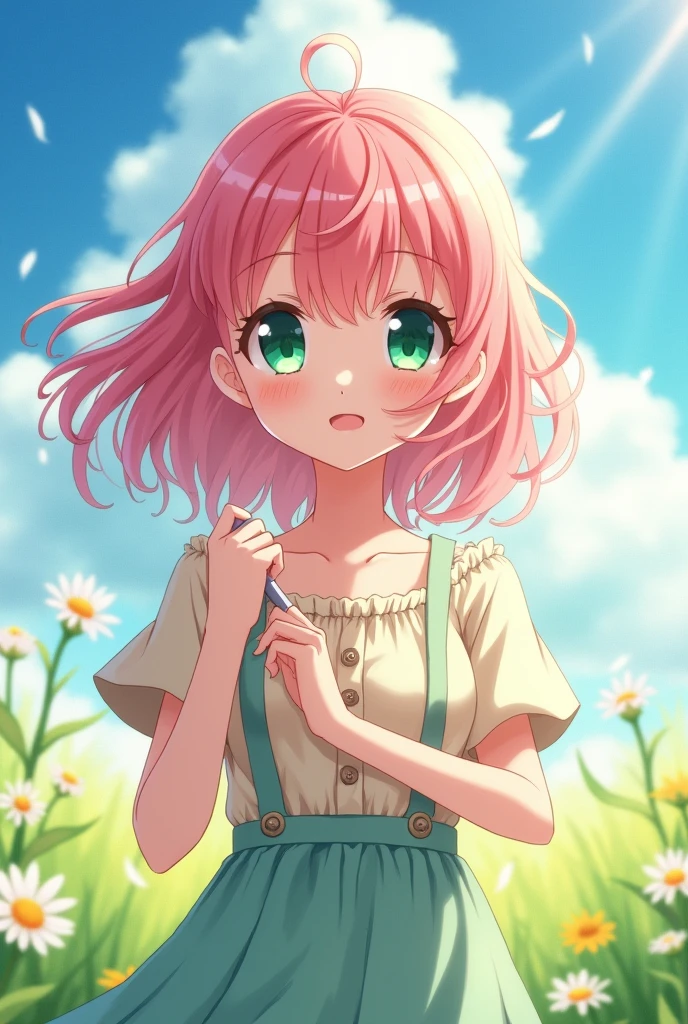Anime girl showing a tit