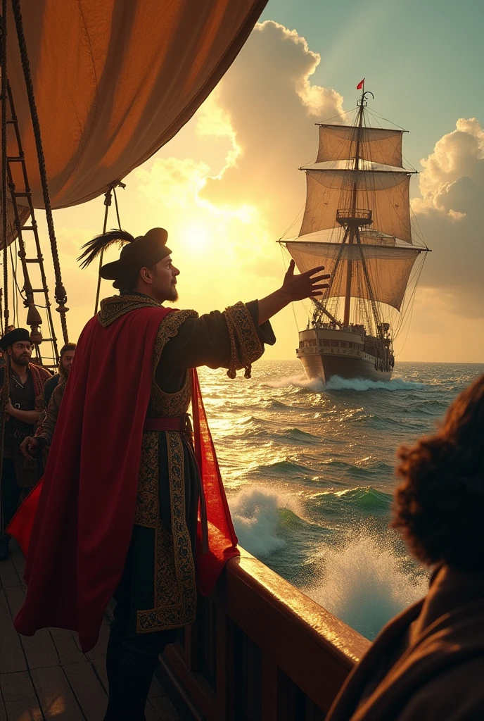 Christopher Columbus telling his entire crew that land was in sight