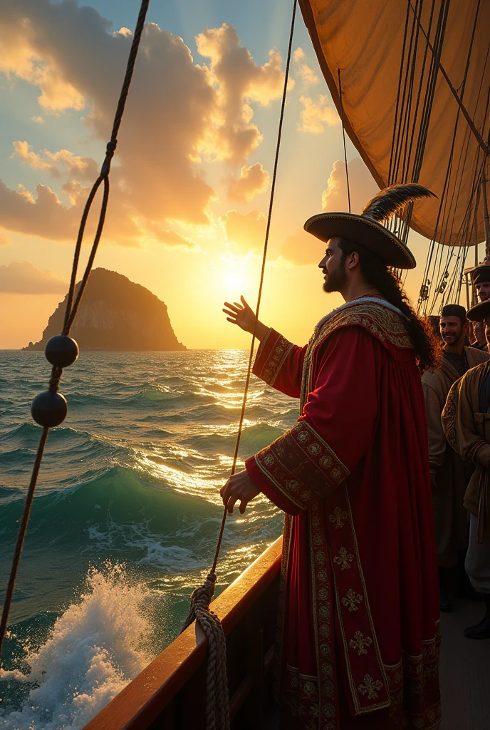 Christopher Columbus telling his entire crew that land was in sight