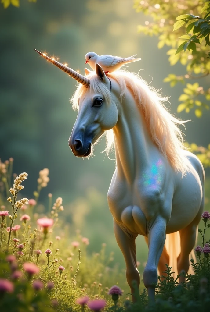 Generate a unicorn with a dove's head

