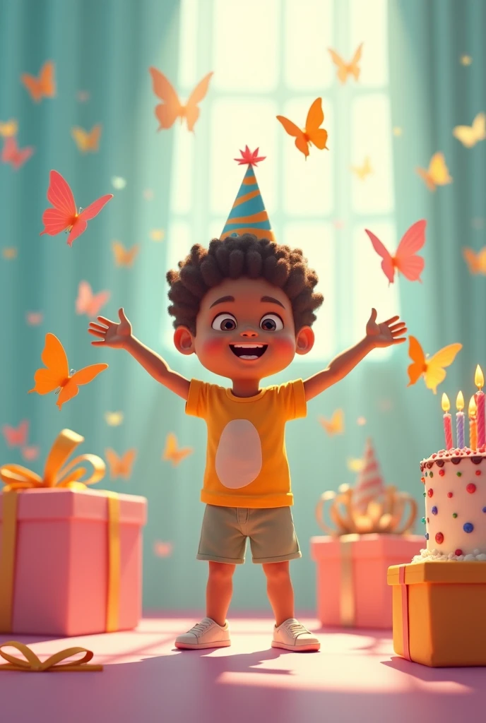 Write Alisson Happy Birthday Butterflies Background Cake and Gifts 