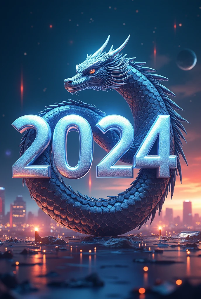 Drawing blackdrop - **Year 2024**: Use the number “2024” as the center of the picture. You can draw the number in a modern and beautiful way, and you can decorate it with colors that convey a futuristic feeling, such as silver or dark blue. - **dragon**: dragonสามารถม้วนพันรอบตัวเลข “2024” หรือบินอยู่รอบๆ ตัวเลข dragonในภาพอาจมีลักษณะเป็นdragonที่มีดีไซน์ล้ำสมัยหรือมีแสงสะท้อนเพื่อให้ดูเหมือนมาจากfuture
- **Olympics**: เพิ่มสัญลักษณ์ของOlympics เช่น คบเพลิงหรือห่วงOlympicsอยู่ในภาพ โดยอาจจะตั้งอยู่ที่มุมหรือทับซ้อนกับตัวเลข “2024” เพื่อสื่อถึงการแข่งขันกีฬาOlympicsที่เกิดขึ้นในปีนี้
- **future**: ใช้ธีมเทคโนโลยีและนวัตกรรม เช่น เมืองในfutureหรือภาพพื้นหลังที่แสดงถึงการพัฒนาเทคโนโลยี สามารถวาดฉากที่มีเทคโนโลยีขั้นสูง เช่น ยานอวกาศหรืออาคารล้ำสมัย

ภาพทั้งหมดสามารถรวมอยู่ในพื้นหลังที่ดูสว่างและทันสมัย เช่น พื้นหลังสีดำที่มีแสงดาวหรือรังสีที่ทำให้รู้สึกถึงการก้าวไปข้างหน้าในfuture