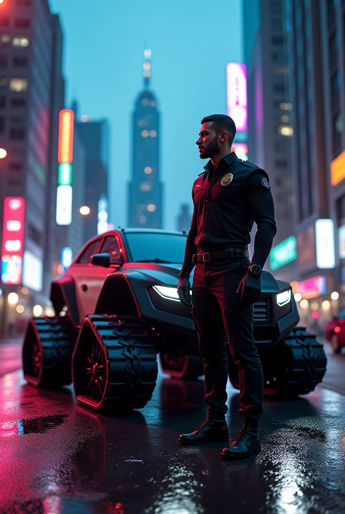 GTA fivem black cop cyber truck with tracks