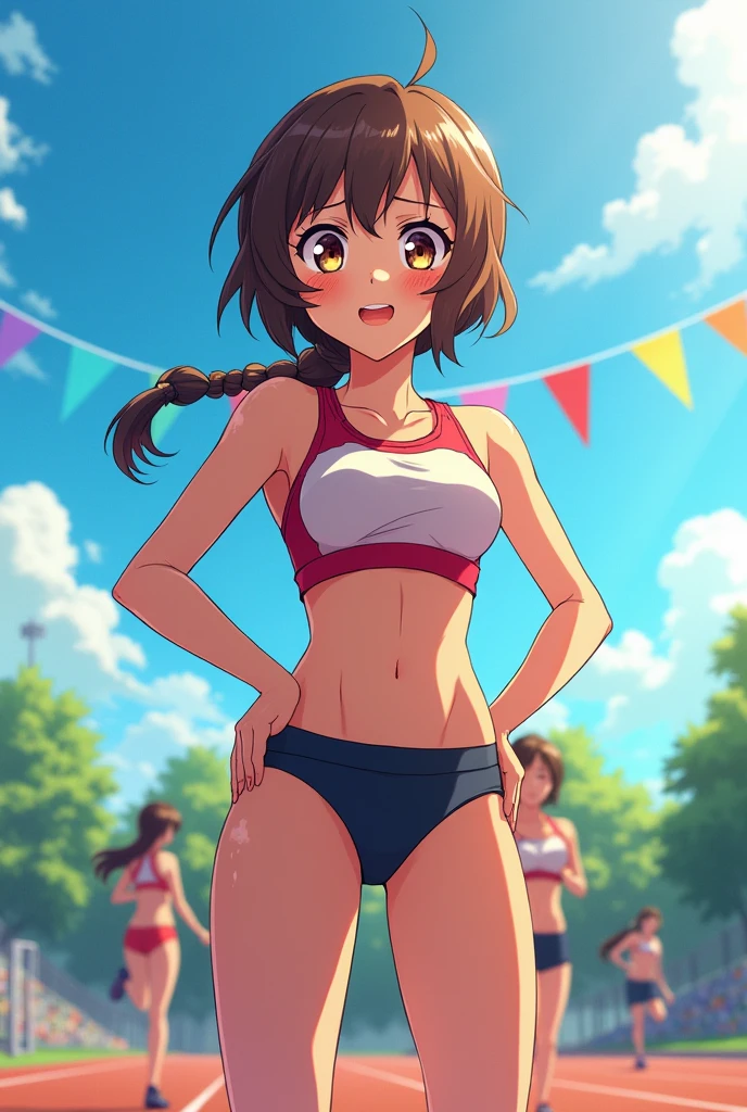 The track and field club's tsundere shows me her boobs.