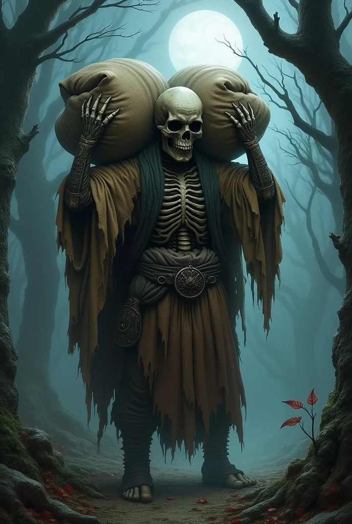 Skull carrying sacks