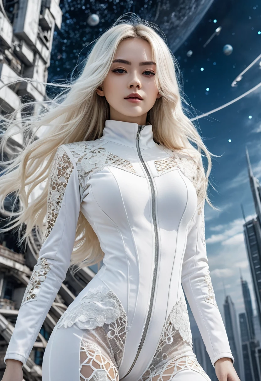 master class,1 girl in a white technical suit, ultraHD, 8K, manhwa, white long hair, lace, abstract vintage scifi background., works by Mobius, works by Ashley Wood, dynamic landscapes, Wandering Earth, Cosmic starry sky
Futuristic architecture, Premium architecture, skyscraper architecture, Photographic style, rendering