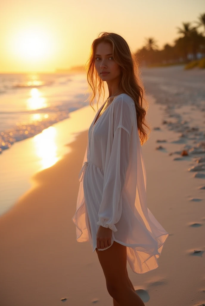 Young woman without a bra