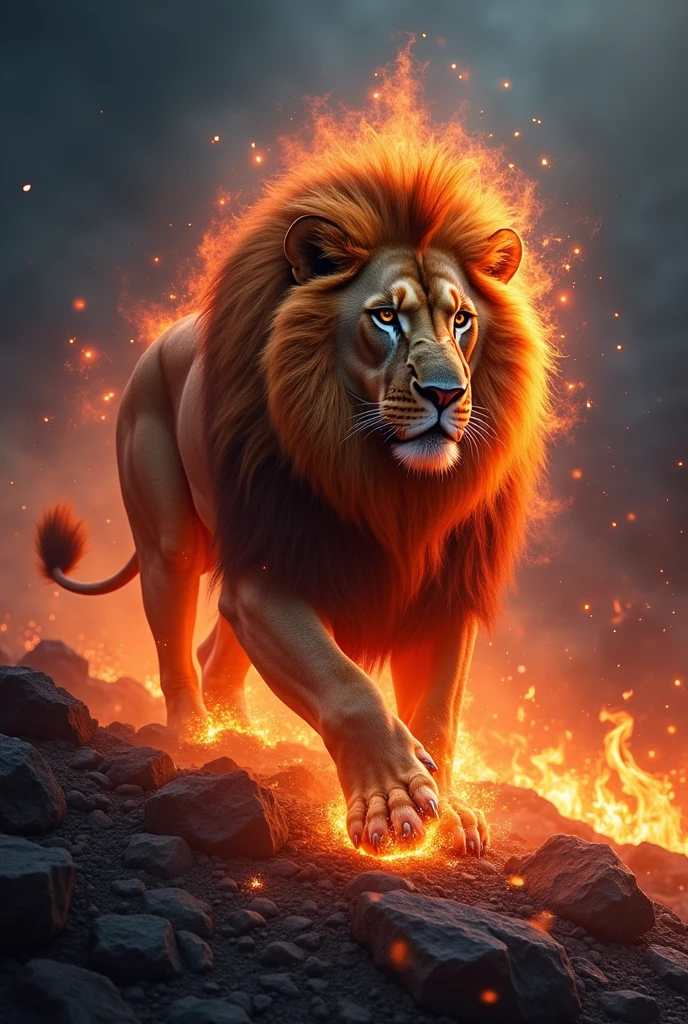 Logo arema fire power lion king realistic