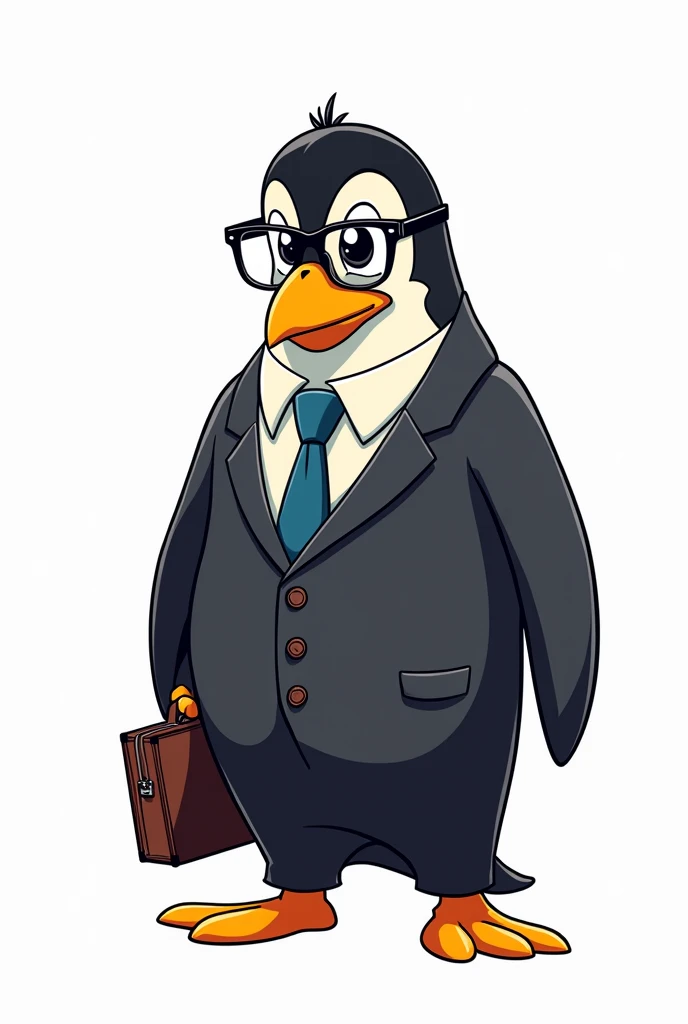 Linux mascot wearing a business suite mid shot retro comic style neno colours white background 4k image mascot looking so bravest