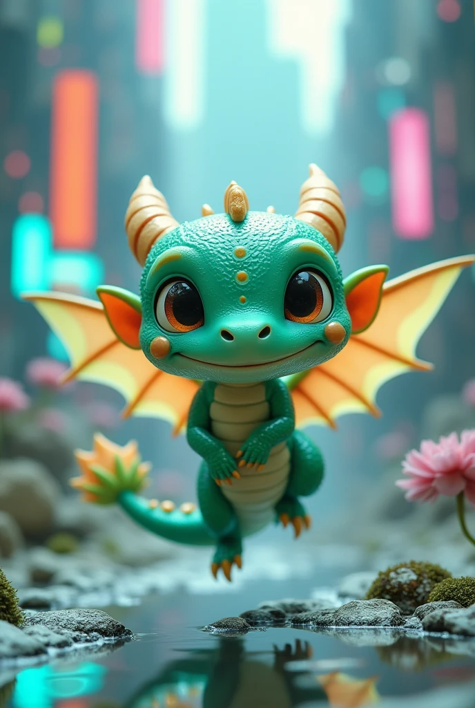 The cute and friendly dragon image comes from the future.
