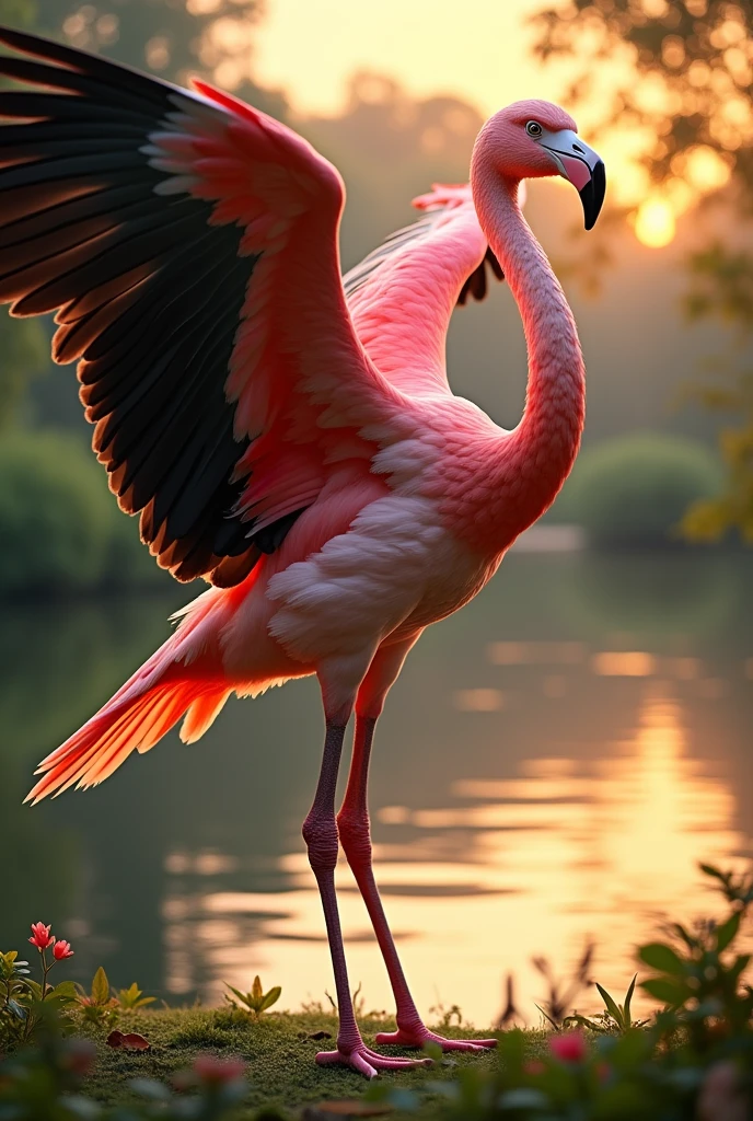(photorealism:1.2), bird flaminggo with body eagle