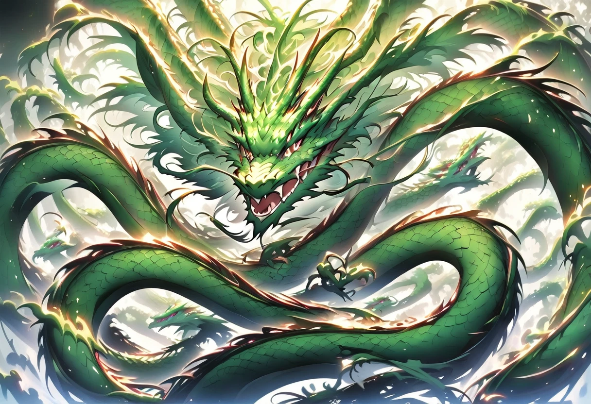 An Asian serpentine dragon, floating, flowing serpent like, through a dense bamboo forest weaving effortlessly between bamboo, stalking the viewer, menacing look
