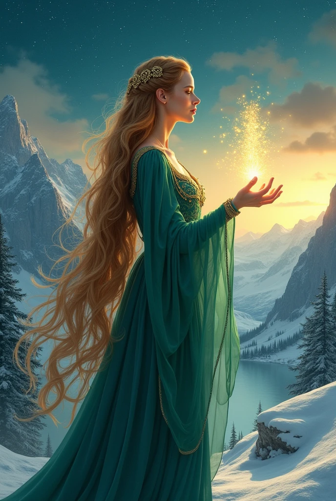 Goddess Freya with runes in her hand