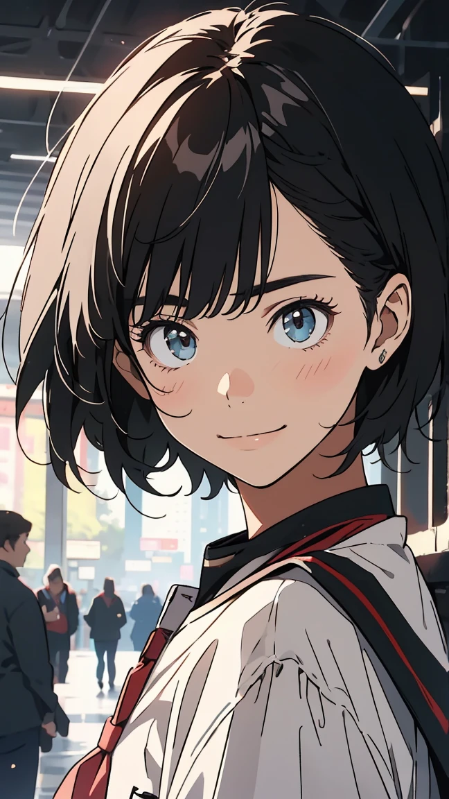 High school student, young man, teenager, kind and refreshing young man, gentle eyes, baby face, smiling, honor student, wearing a white shirt, short black hair, short hair, center parting, 8k, high definition, front lighting, portrait , expressive, sharp focus, masterpiece