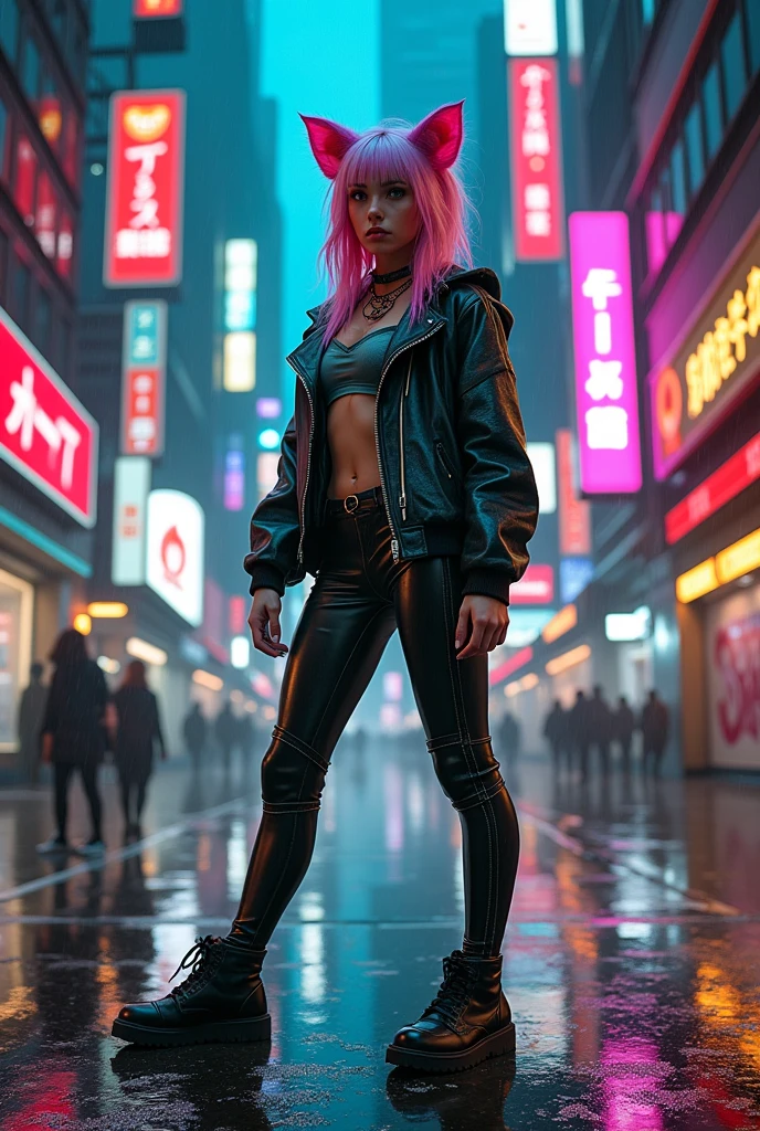 catgirl in latex leggings