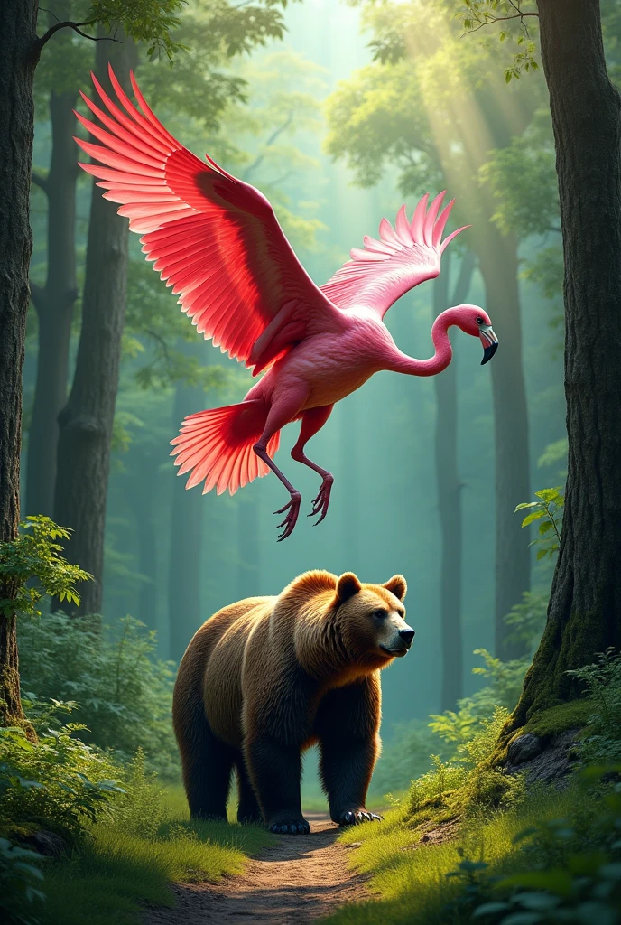 (photorealism:1.2), bird flaminggo with body eagle
And bear