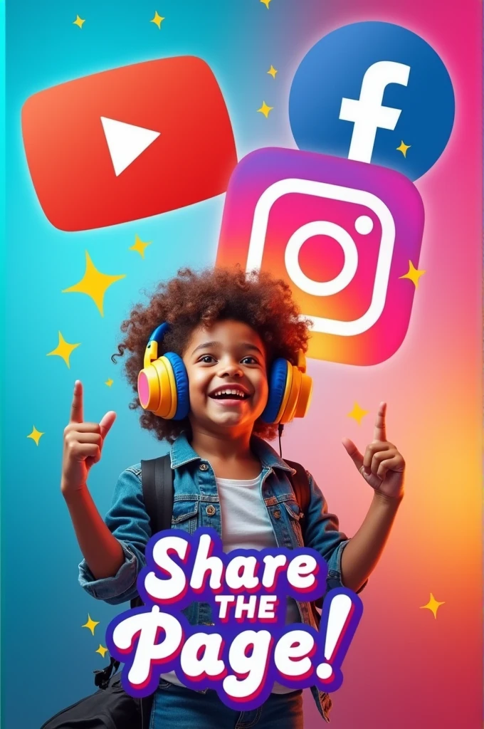 Need a cover photo for Facebook with YouTube Instagram Facebook x icons and mention Share the page