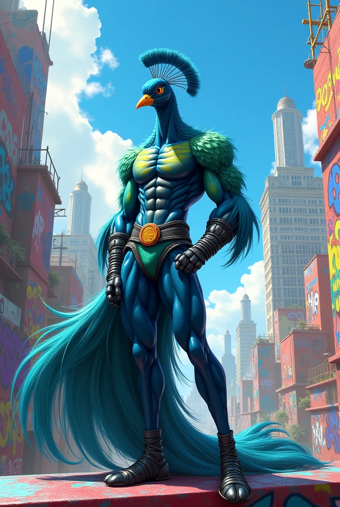 Sexy male anthropomorphic peacock, Jet the Hawk style . Sonic the hedgehog style 
