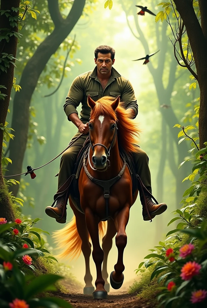 Salman khan riding horse middle of the jungle