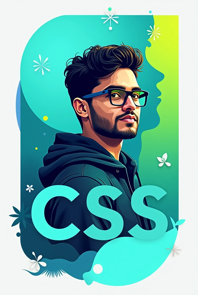 C S S with IQRA BALOCH best logo.
Wearing glasses. 