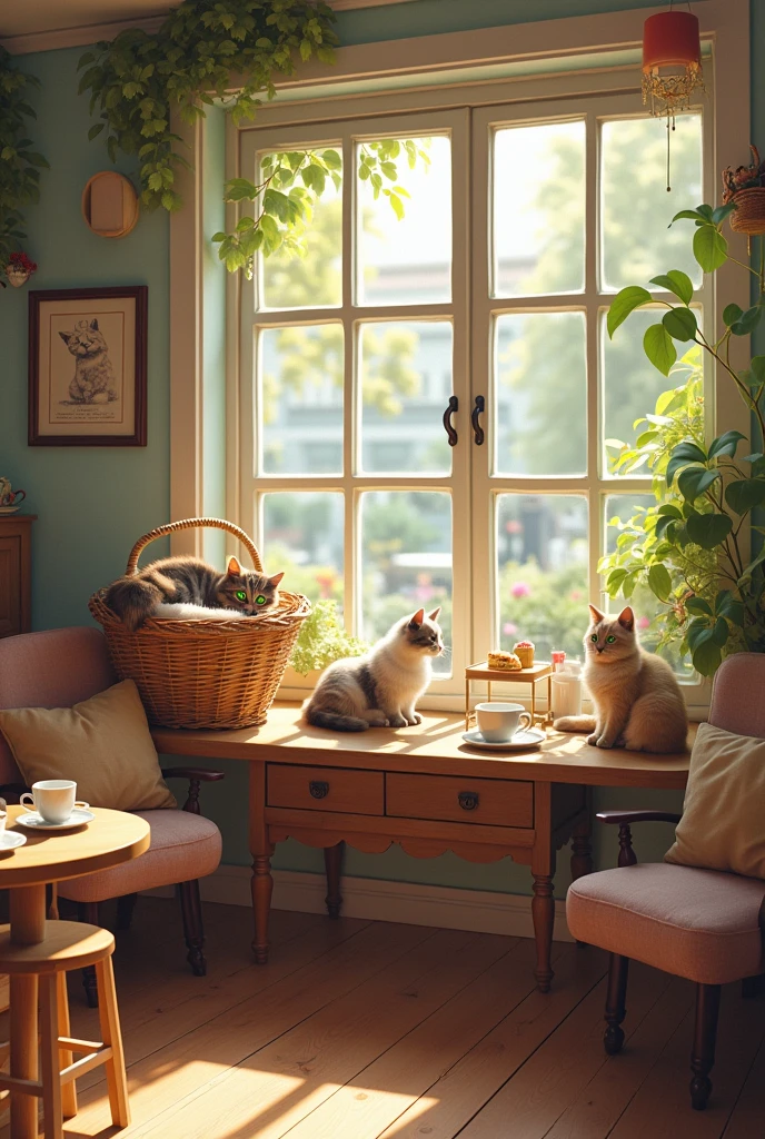 Cats at a cat cafe　