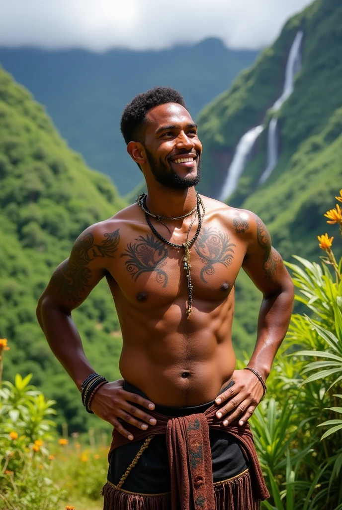 A Papua new Guinea guy with brown skin name Raymond in PNG Eastern Highlands Province
