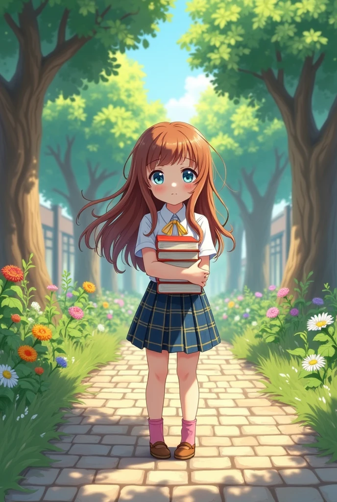beautiful innocent looking girl in school uniform