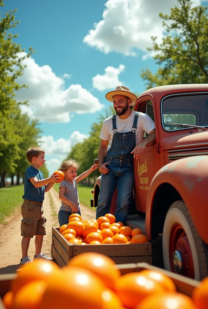 An open truck with full of oranges