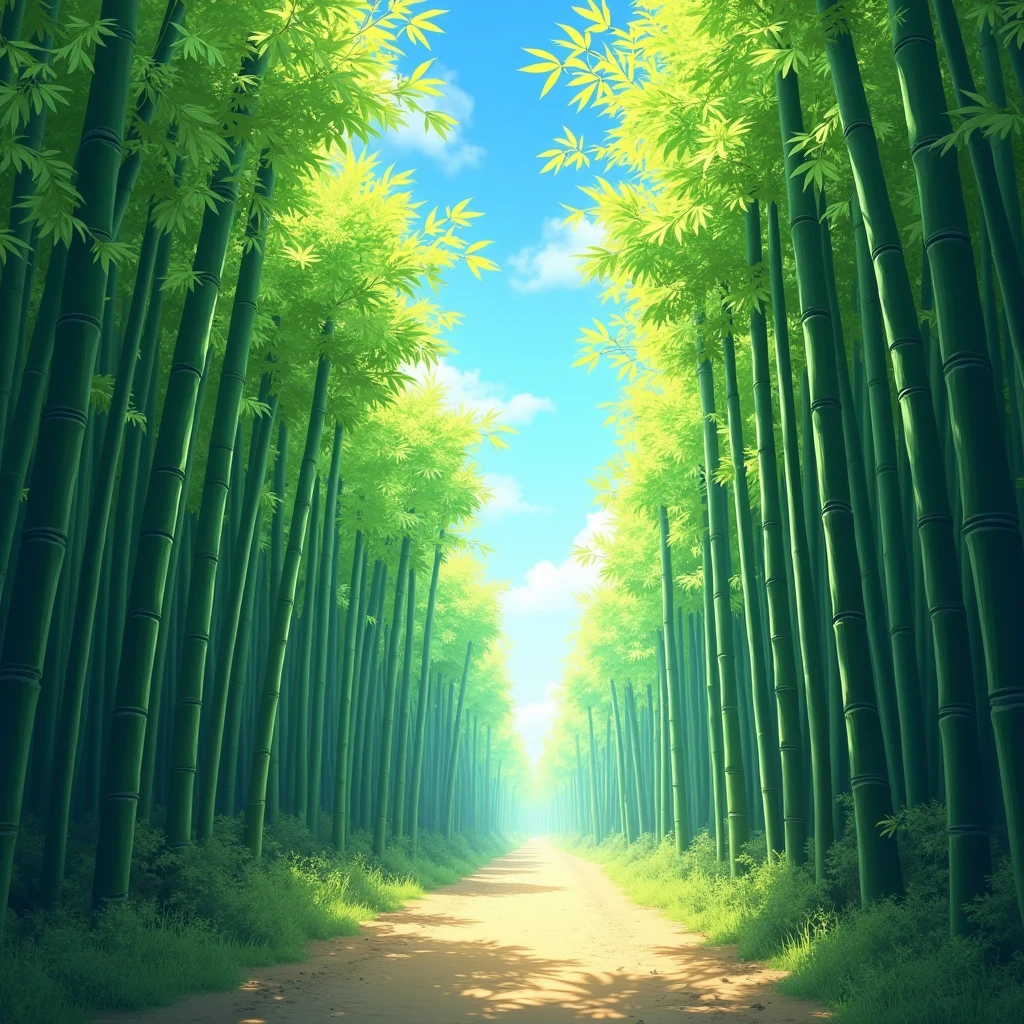 Top-down effect,8k,HD,Hand Painted,marker,Summer scene,bamboo forest,bamboo,密密的bamboo forest,Adding details,Clarity Enhancement,Extremely high resolution,Bright,