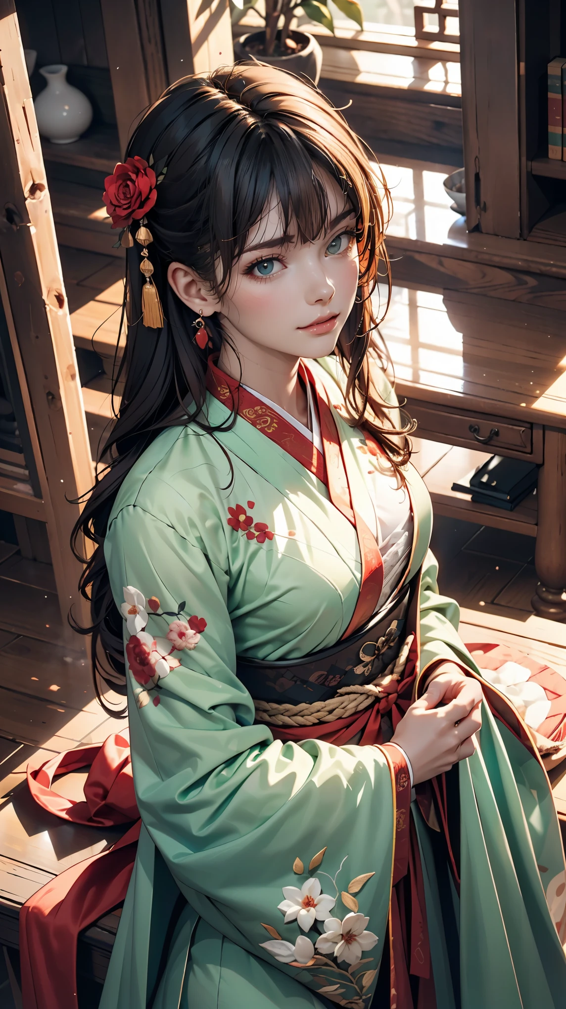 /Imagination Tips: https://Image 5.Canada.Sea Art.eat/Quiet/upload/20230609/8209bbe6-5d3d-417a-ba6d-8cbde95790a7.png aesthetics, Beautiful girl illustration, Wearing a light green Hanfu:::2, diagonal configuration, View from above: :0.5, Unreal Engine: :0.5, Soft Light::0.5, green: :2, High resolution: :0.5, Featry Castle, Realistic::2, Chinese Costume: :2, embroidery::1, Portreatt Photography::2 --No lantern Brick Red --ar 16:9 --S 70 --Q 0.5 --IW 1.25--V5.1