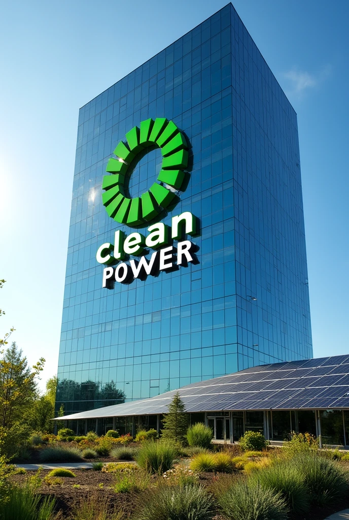 The building has a logo with the company name 'Clean Power'