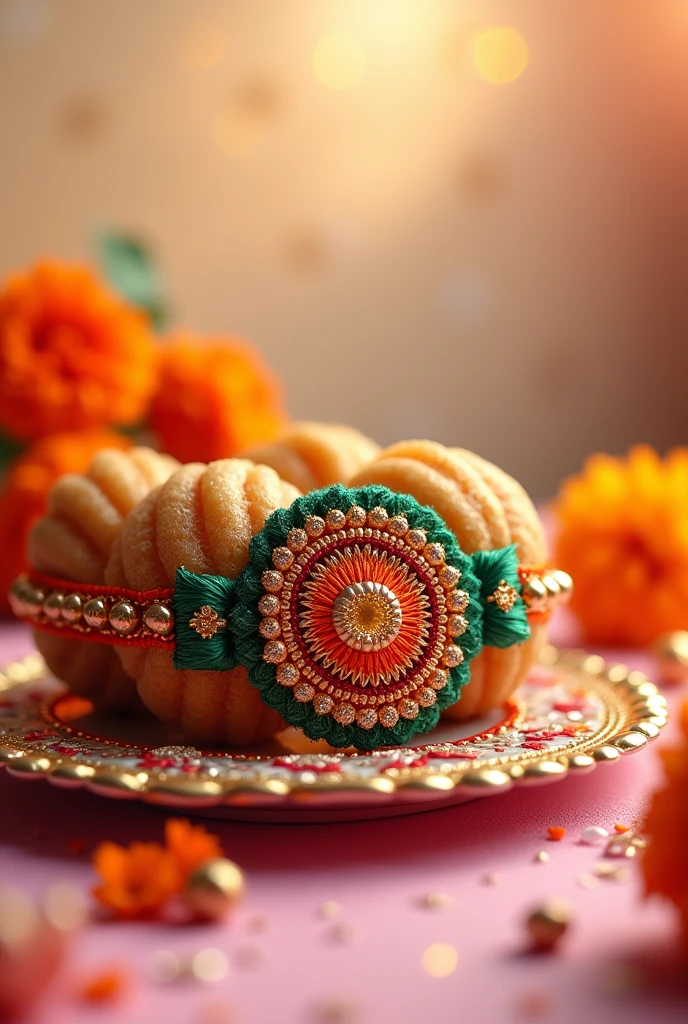 Picture of a beautifully decorated Rakhi!