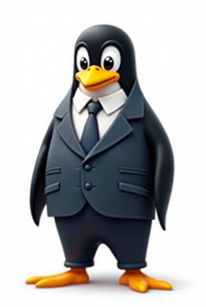 Linux mascot is  wearing business suite bravest 
human structure wearing business suite Linux mascot  mid shot retro comic style neno colours white background 4k image  human leg6