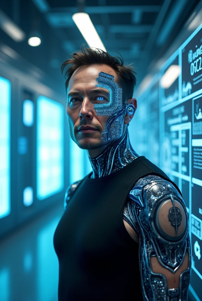 Elon musk half human half Cyborg