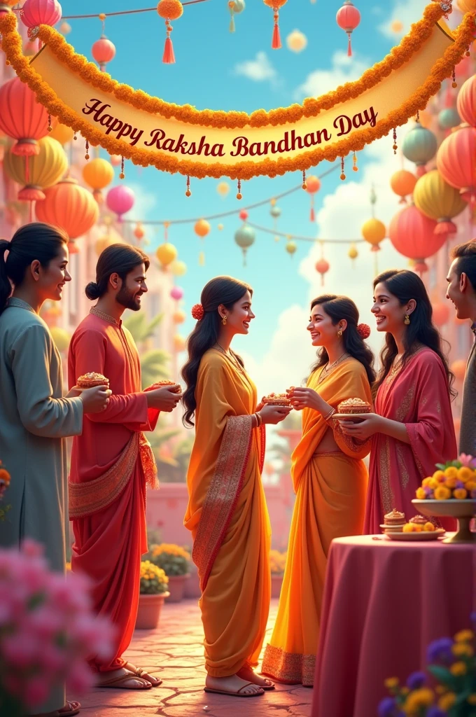 Ash Celebrating Raksha Bandhan Day With Happy Raksha Bandhan Day Text
