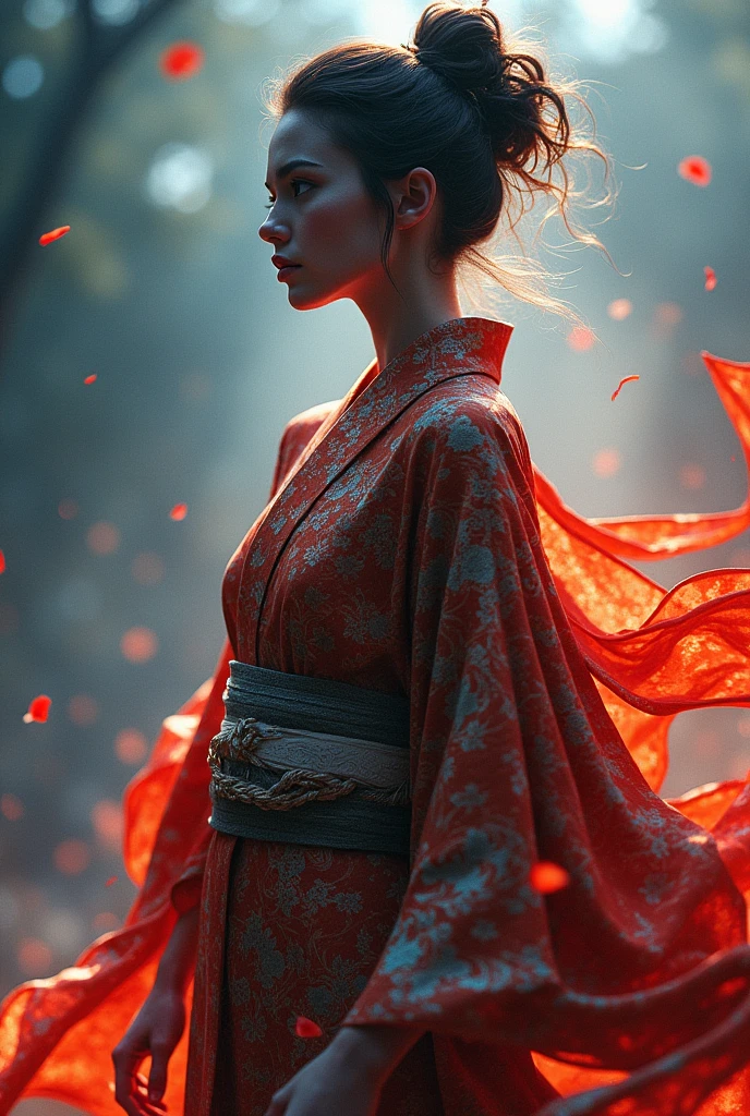 (Dramatic Digital Artwork:1.3) of,(Energetic:1.3) portrait of female (snezanasakovic2:1.1) wearing a kimono, style-sylvamagic, fashion girl,CGSociety,ArtStation