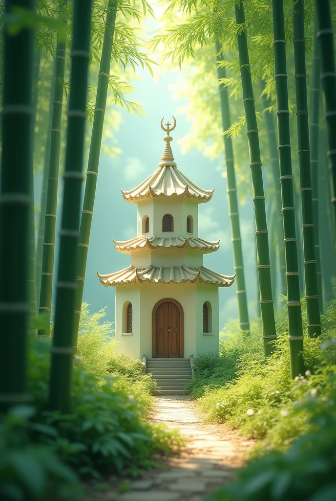 (((bamboo forest temple))), Pastel Aesthetic, Soft Glow, 4k Ultra Sharp, Captured on Fujifilm, 120mm photo, Ethereal Focus, Dreamlike Quality, Panoramic, Serene, Whimsical, Delicate, Fine Grain, Smooth Texture, High Key Photography, Gentle Lighting, Nostalgic Feel, Enchanting Atmosphere, Highlighting Delicacy, Creating Whimsy, Evoking Innocence, Visual Storytelling, Artistic Technique, Soft Lighting, Delicate Concept, Romantic Styling, Dreamlike Visual, Magical Story, Intricate Pastel Detail, Fantasy Landscape, Editorial Narrative, Artistic Lighting, Visual Elegance, Emotional Resonance, Artistic Innovation 