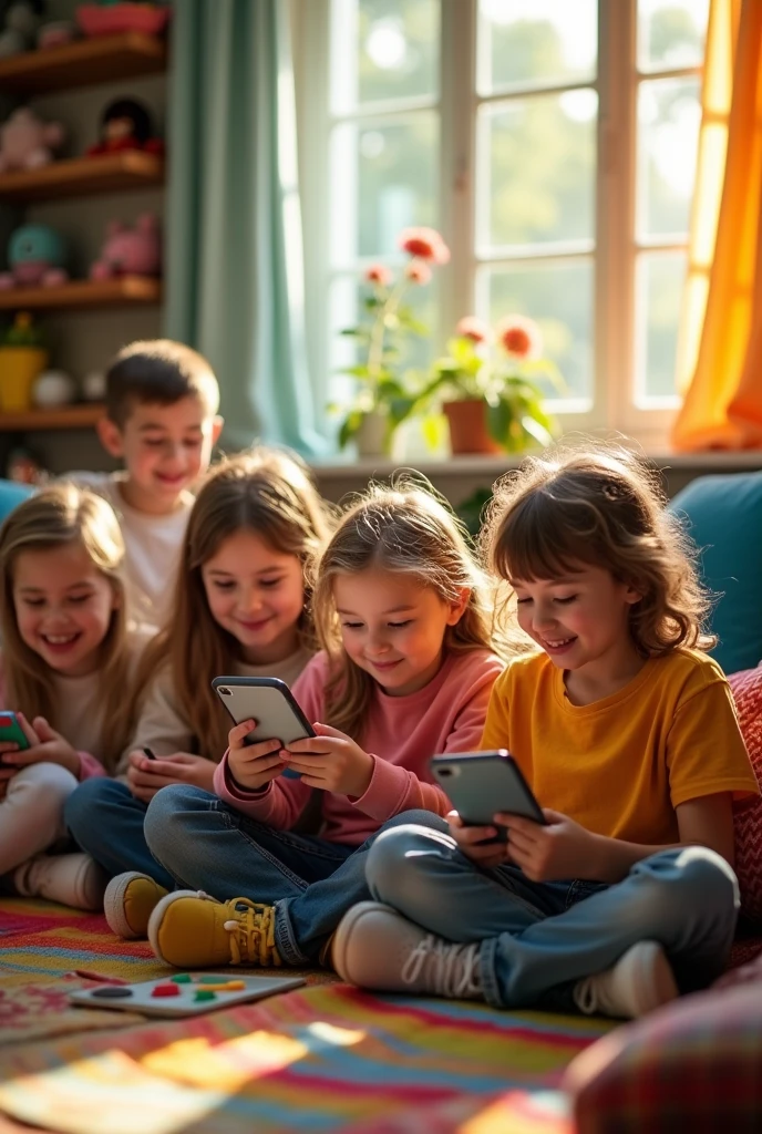 Kids using internet on mobile