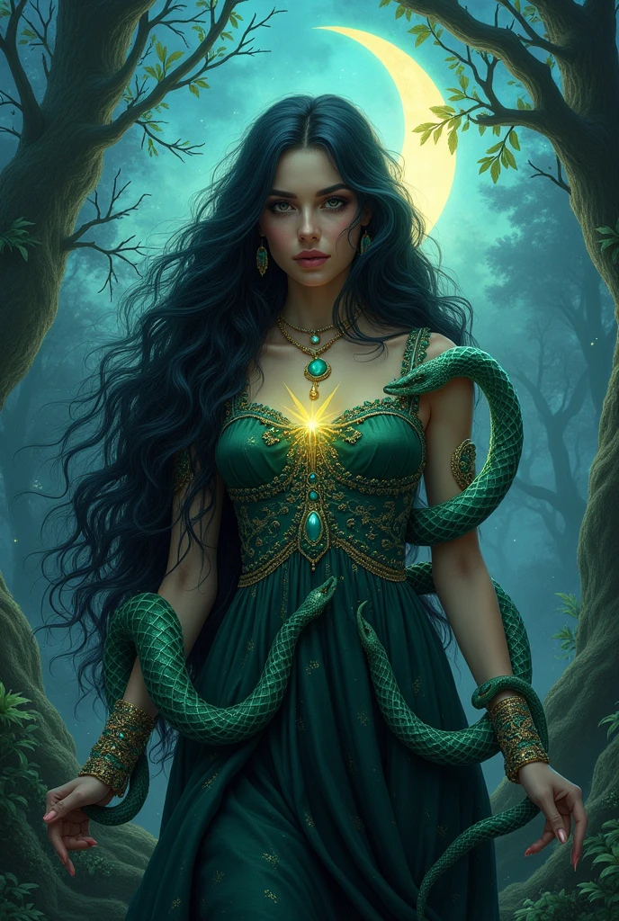 Goddess Lilith with serpents around her