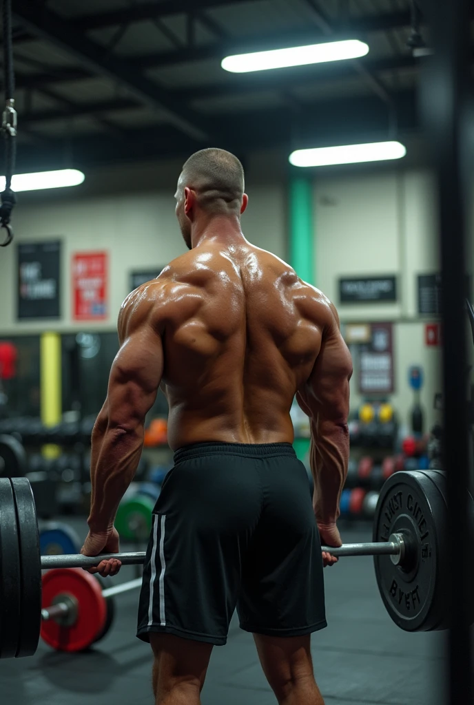 Wriothesley doing deadlifts with an olympic barbell, giving the sword and having a great ass