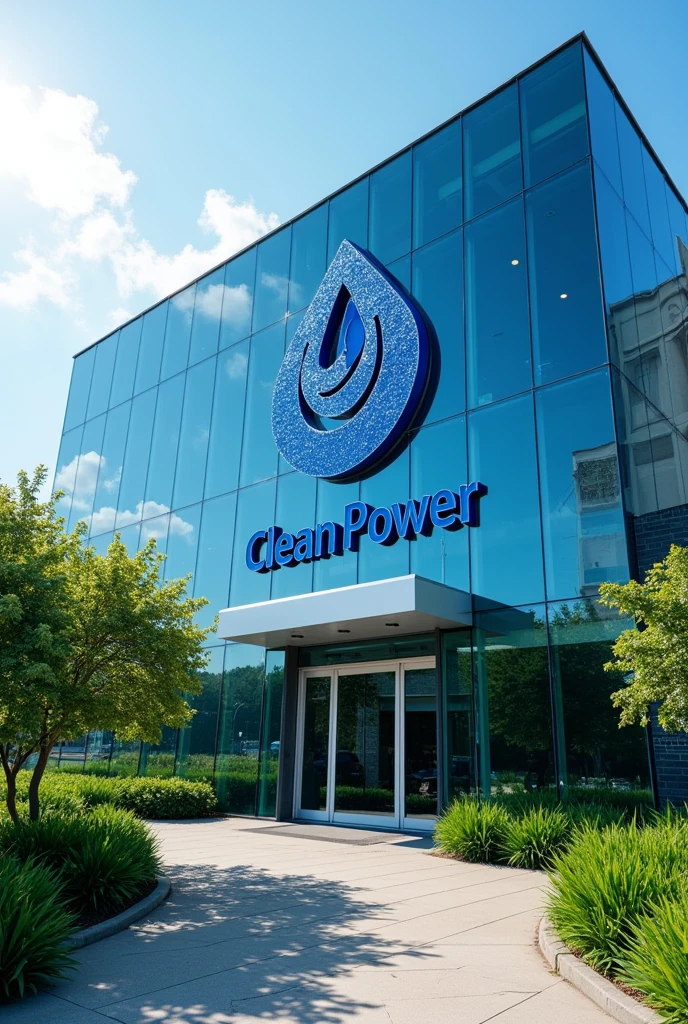 A building with a logo related to cleaning supplies with the text 'clean power'