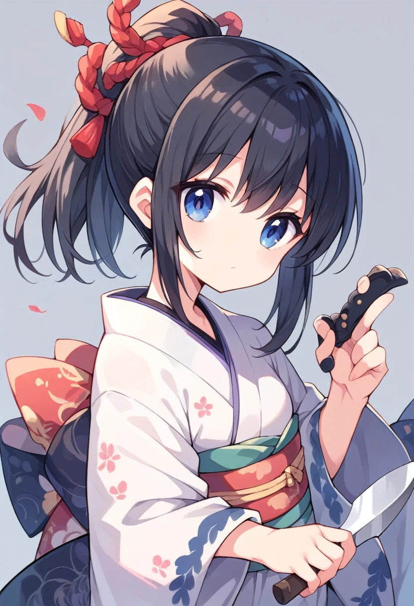 small,Black hair ponytail,knife,kimono,small胸,Bo Jin